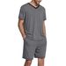 Summer Set Short Sleeve Shorts Two-Piece Color-Block Sports Casual Men's Wear_viptrois.com