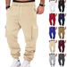 Men's Cargo Pants With Multi-Pockets Drawstring Casual Jogger Pants Loose Fit Comfortable Trousers For Outdoor Work Travel_viptrois.com