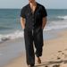Men's Clothing Men's Linen Short Sleeve Shirt & Long Pants Beach Suit – Breathable, Lightweight, And Stylish Casual Outfit For Summer_viptrois.com