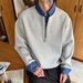 Shirt-style Inner Korean Version Two-piece Half-zip Sweatshirt For Men Autumn Winter New Casual Turn-down Collar_viptrois.com