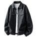 Men’s Vintage Suede-Look Jacket – Retro Biker Style (M-3XL, Lightweight Polyester, Stand Collar, Charcoal/Black/Khaki)_viptrois.com