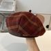 Beret For Women British Plaid Woolen Winter Octagonal Spring And Autumn Trendy Ins Korean Version Versatile Newsboy Hat_viptrois.com