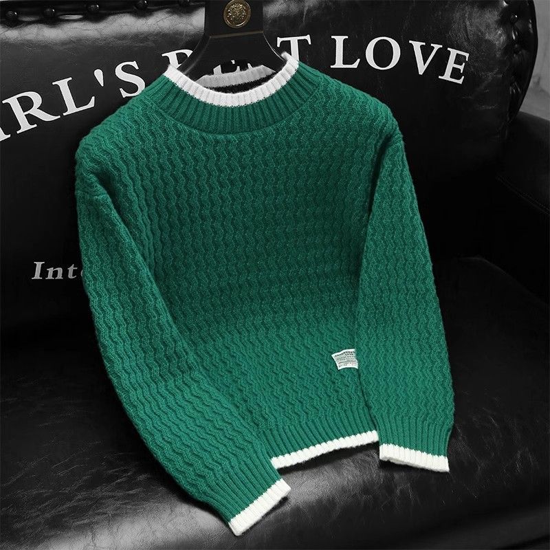 Men's Clothing Autumn And Winter Half Turtleneck Sweater Men's Versatile Trendy Loose Knit Sweater Lazy Sweater Warm Bottoming Shirt_viptrois.com