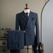 Men's Blue Double Breasted Suit – British Style Formal & Wedding Groomsmen Suit (Navy, Black, Suit + Trousers Or Single Piece, Sizes 48/M-58/4XL)_viptrois.com