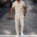 Men's Clothing Men's Solid Color Shirt And Pants Set Summer Style Short Sleeve With Button Pocket For Formal & Casual_viptrois.com