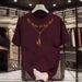 Men's Clothing Fashion Brand Heavyweight Simple Short-Sleeved T-Shirt Men's Spring And Summer Casual All-Match Wine Red Round Neck Short-Sleeved Top_viptrois.com
