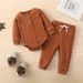 Autumn Children's Clothing Long Sleeved Tops And Long Pants Twisted Solid Color Suits Manufacturers Direct Sales One Piece Drop Shipping_viptrois.com