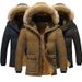 Winter Men's Plus Size Fur Collar Cotton Coat, Middle-aged And Elderly Cotton Coat, Plus Size Thick Cotton Coat_viptrois.com
