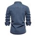 Autumn New Trend European Denim Men's Casual Solid Color Cotton Long Sleeved Washed Shirt_viptrois.com