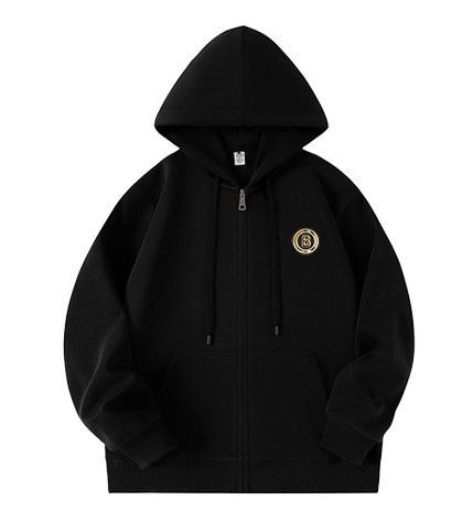 Unisex Oversized Zip-Up Hoodie – Embroidered Letter Patch & Streetwear Style_viptrois.com