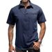Men's Clothing Button Lapel Pocket Fashion Short Sleeved Shirt_viptrois.com