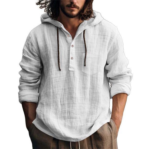 2025 Cross-Border European And American New Hooded Long Sleeve Jacket Fashion Trend Versatile Cotton Linen Casual Men's_viptrois.com