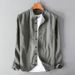 2026 Men's Casual Simple Striped Long-Sleeve Shirt, Youth Literary Stand Collar Cotton-Linen Comfortable Shirt_viptrois.com