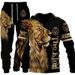 2025 Autumn/Winter New Lion Tiger 3D Printed Men's Hoodie Set+Casual Long Sleeve Set_viptrois.com