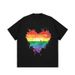 Men's Clothing High Street Short Sleeved Men's Niche Design Couple Rainbow Love Print T Shirt Summer Ins Retro Five Point Sleeves_viptrois.com