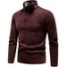 Men's Fleece-Lined Half-Zip Sweater – Warm Stand Collar Knitwear For Autumn & Winter (Dark Gray/Light Gray/Brown/Burgundy, M-3XL)_viptrois.com