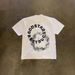 250g Heavyweight Pure Cotton American Retro Unisex Short Sleeve T-Shirt English Circle Print Casual Loose Fit for Couples_viptrois.com