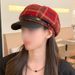 2024 Korean Version Plaid Octagonal Beret For Women Spring And Autumn Newsboy Internet Celebrity Fashion Baseball Cap_viptrois.com