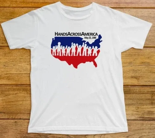 Hands Across America T Shirt Mens Womens Tees Top 794 Retro 80s Logo Us Horror Film Atlantic Pacific_viptrois.com