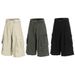 Men's Clothing Men's Summer Punk Distressed Raw Edge Large Pocket Wide Leg Shorts Solid Color Design_viptrois.com