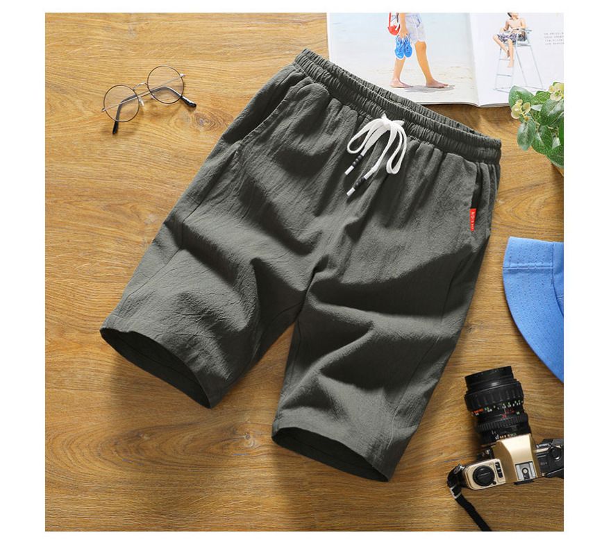 Men's Clothing Summer New Men's Cotton And Linen Casual Loose Five Point Shorts Large Size Solid Color Beach Casual Pants Mid Length Pants Trend_viptrois.com