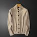 Loom Loom European Station Men's Cardigan 2023 Autumn Winter New Stand Collar Sweater Knitted Solid Color Jacquard Casual Simple_viptrois.com