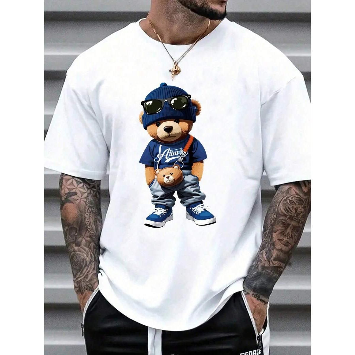 Manfinity Homme Camiseta Gráfica Manga Corta Cuello Redondo Holgada De Punto Blanca Hombre, Salir, Para Amigos_viptrois.com
