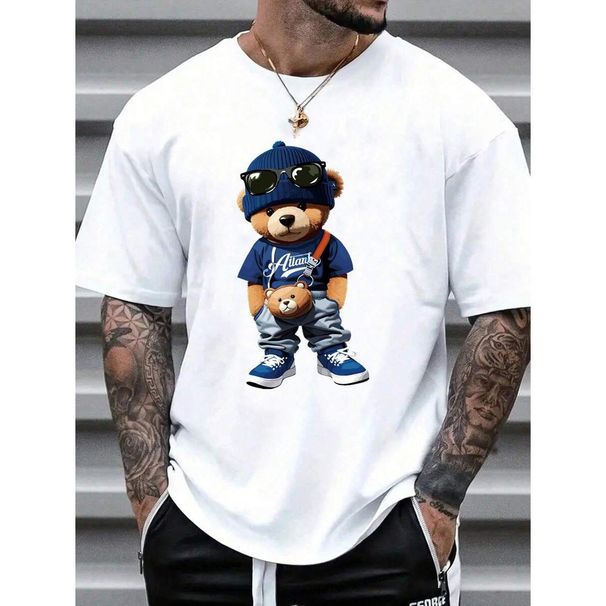 Manfinity Homme Camiseta Gráfica Manga Corta Cuello Redondo Holgada De Punto Blanca Hombre, Salir, Para Amigos_viptrois.com