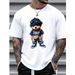 Manfinity Homme Camiseta Gráfica Manga Corta Cuello Redondo Holgada De Punto Blanca Hombre, Salir, Para Amigos_viptrois.com