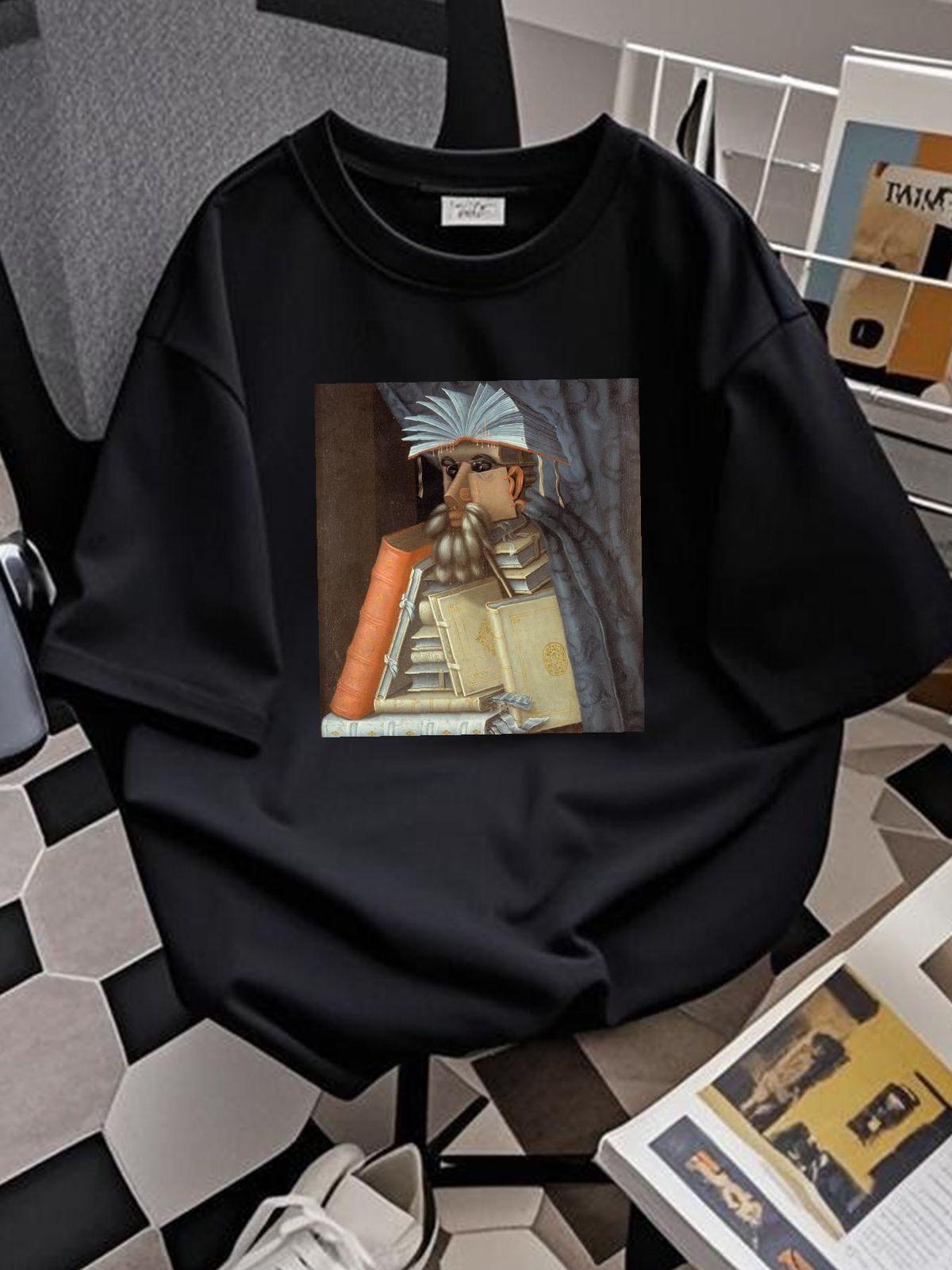 The Librarian, Giuseppe Arcimboldo Painting, Unisex T-Shirt, Late Renaissance, Mannerist Style, For Her, For Him, Art Lover Comfortable Homme_viptrois.com