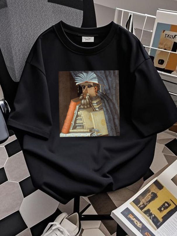 The Librarian, Giuseppe Arcimboldo Painting, Unisex T-Shirt, Late Renaissance, Mannerist Style, For Her, For Him, Art Lover Comfortable Homme_viptrois.com
