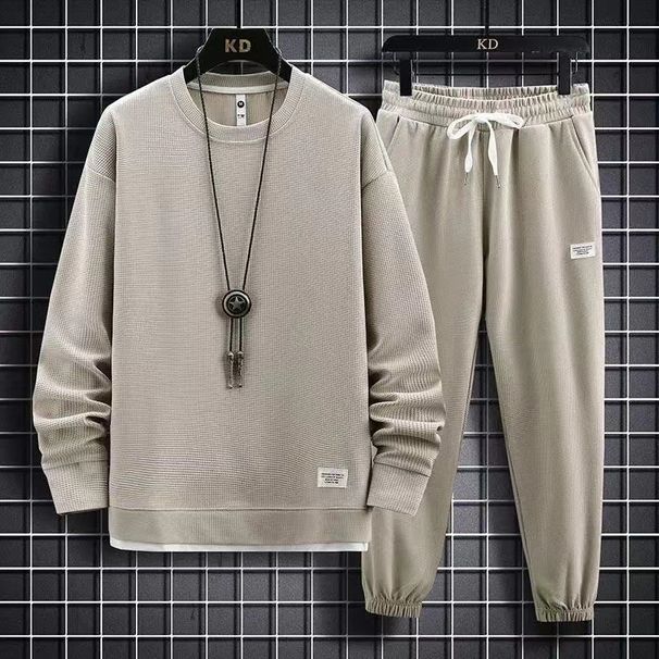 Spring Autumn Trendy Casual Sportswear Men's Versatile Hoodie And Pants Two Piece Set Loose Fashion Edition_viptrois.com