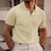Men's Polo Neck Short Sleeve Sports T-shirt Cross Border Men's Fashion European And American High End V-neck Solid Color Top_viptrois.com