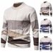 Men's Clothing New Foreign Trade Cross Border Men's Color Matching Round Neck Sweater Retro Twisted Flower Autumn And Winter Warm Knitted Pullover_viptrois.com