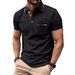 Summer New Men's Short Sleeved Polo Shirt Half Zipper Color Block Pocket Polo Shirt Fashion Casual Polo Collar Shirt_viptrois.com