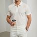 Premium Nylon Stretch Polo Shirt For Men – Breathable Golf & Casual Wear With Checkered Jacquard, Moisture-Wicking Short Sleeve_viptrois.com