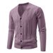 "Modern V-Neck Knit Cardigan For Men – Lightweight Stretch Polyester With Jacquard Detailing (Black, Gray, Navy, Cream, Royal Blue, )"_viptrois.com