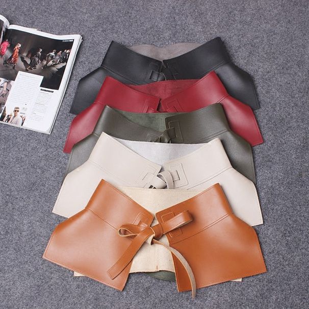 Song Qian and Tang Yixin's same style pu leather girdle for women, wide, simple, decorative, ultra-wide belt, waist-slimming belt_viptrois.com