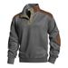 Men's Clothing Men's Contrast Trim Stand Collar Half-Zip Sweatshirt – Lightweight Casual Pullover For Spring & Fall (S-3XL, Off-White/Gray)_viptrois.com
