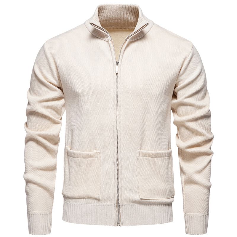 Men’s Vintage Knit Sweater Jacket – Retro Stand Collar Pullover With Fleece Lining (Sizes M-3XL)_viptrois.com