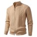Men's Fashion Jacquard Knit Cardigan With Dual Zippers - Slim Fit Long Sleeve Pullover For Casual & Office Wear_viptrois.com
