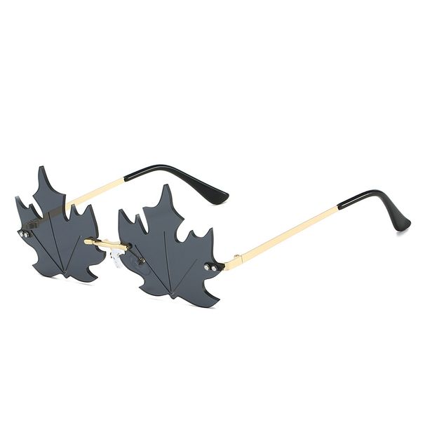 New Frameless Sunglasses, Funny Personality, European And American Sunglasses, Street Dance Hip-hop Maple Leaf Sunglasses, Cross-border_viptrois.com