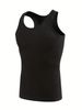 2025 Men's Vest, Black, 3-piece, Breathable, Quick-drying, Sports Vest Made Of Polyester Fiber, Suitable For Gym, Running And Training, Casual, Pure C_viptrois.com