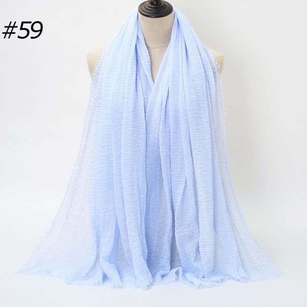 Women's Scarves New Pleated Solid Color Cotton Scarf Natural Wrinkled Rayon Fur Fringed Large Size Women's Headscarf BS414_viptrois.com