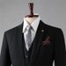 Men's Slim Fit Wedding Suit Set – Single-Button Notch Lapel Blazer With Pinstripes, Groom & Groomsmen Formal Attire (Black/Mist Gray Stripe)_viptrois.com
