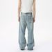 Men's Clothing Distressed High Street Ripped White Loose Wide Leg Vibe Jeans_viptrois.com