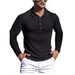 Men's Clothing Men's Running Sports Fitness Autumn High Elastic Vertical Striped Long Sleeve Polo Shirt Slim Fit Knitted Bottoming Shirt_viptrois.com