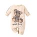 Kids’ Clothing Newborn Baby Boy Spring And Autumn Plaid Patch Bear Long Sleeved Openable One Piece Rompers_viptrois.com