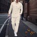 European And American Cross Border Trend Men's Loose Casual Button Down Cardigan Long Sleeved Lapel Linen Shirt Workwear Trousers Suit_viptrois.com