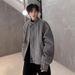 Loom Loom European American Style Gray Stand Collar Coat , Autumn And Winter Chic Woolen Short Coat, Oversized Suit Jacket For_viptrois.com